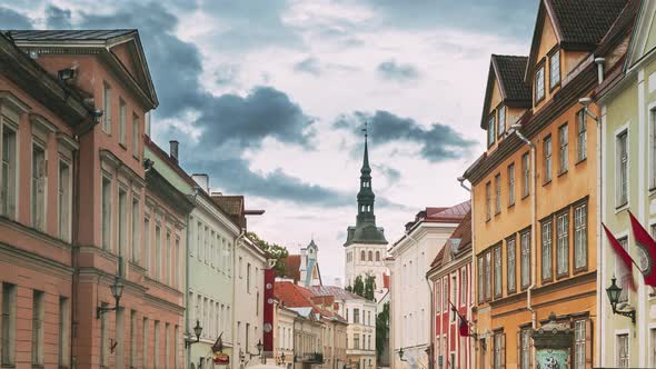 Tallinn Estonia  July 2 2019 People Walking In Vene Street In Old Town