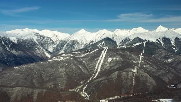 Aerial Mountainous Landscape on Sunny Day