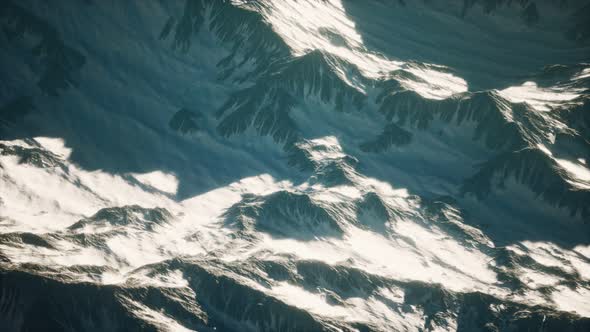 Aerial View of the Alps Mountains in Snow