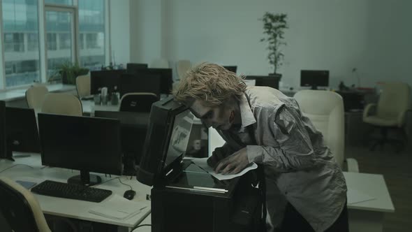 Zombie Office Worker Using Copier