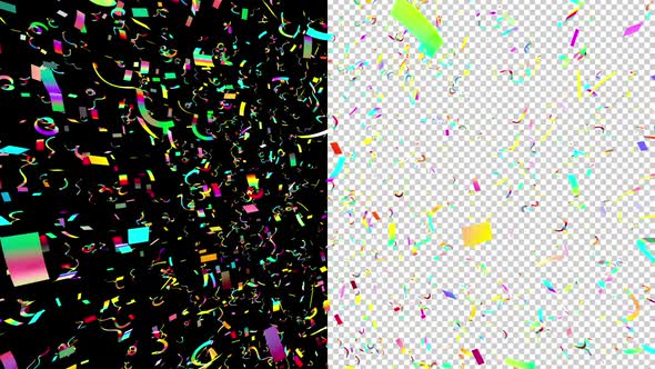 3d Flight in Multicolored Confetti