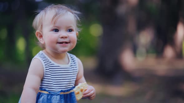 walk in the park or in the forest. portrait of a child