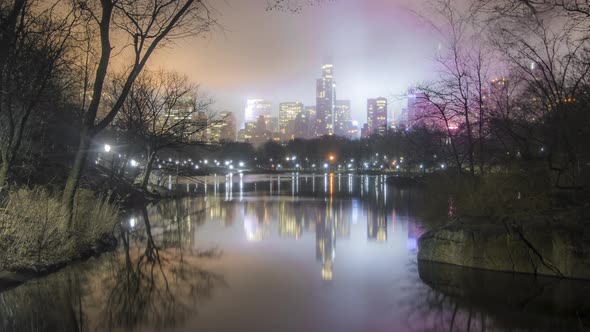 View from the surreal nature of Central Park's lakes and ponds, to the tall skyscrapers a short dist