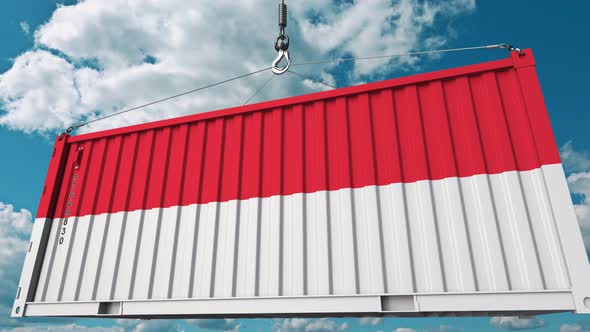 Loading Cargo Container with Flag of Indonesia alt