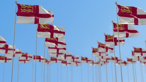 Sark Row Of National flags Walk Throw Animation