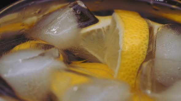 Close Up of Glass Water with Lime Lemon