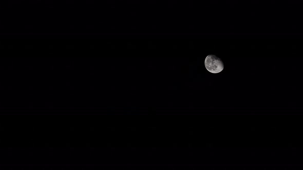 Diagonal movement of the moon, night timelapse