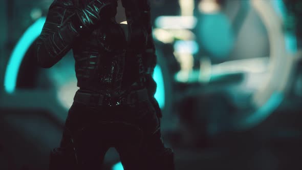 Futuristic Woman in Sci Fi Laboratory alt