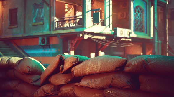 Garbage Dump with Ruined Buildings After Battle alt