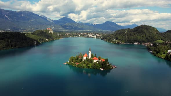 Lake Bled in the town of Bled is a popular tourist destination, and mostly known for the small islan