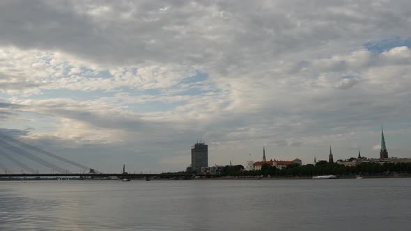 Time lapse from the Vanšu Bridge and Daugava river 