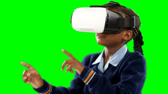 Schoolgirl using virtual reality headset 4k