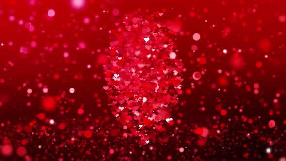 Glamour Red Heart Shapes Particles Background Saint Valentine’s Day and Wedding Videos Seamless Loop