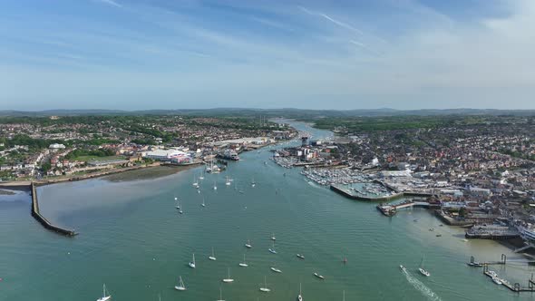 Cowes and East Cowes Town on the Isle of Wight Aerial View