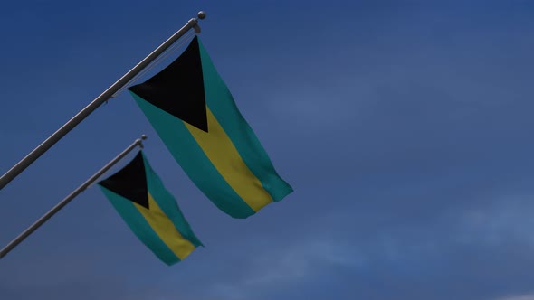 Bahamas Flags In The Blue Sky - 4K