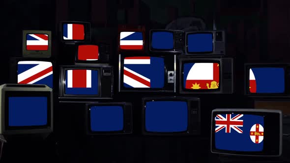 Flag of New South Wales and Retro TVs.