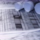Background with architectural drawings. Sheets with sketches of buildings. - VideoHive Item for Sale