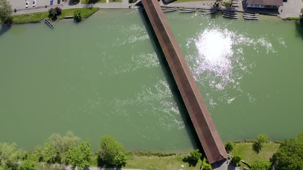 Wangen on the Aare Swiss city in the canton of Bern with a historic wooden bridge over the river Aar