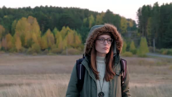 Female Traveler Walk on Nature