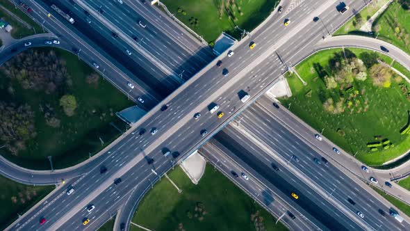 Freeway Intersection Traffic Trails in Moscow