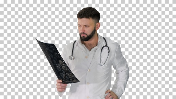 Doctor from middle east walking and looking, Alpha Channel