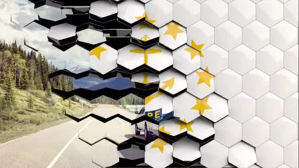 Rhode Island Flag Hexagon Transition - 4K Resolution