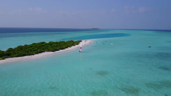 Aerial view travel of lagoon beach by clear ocean with sand background