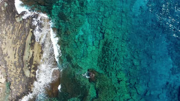 Overhead view of rocky coastline