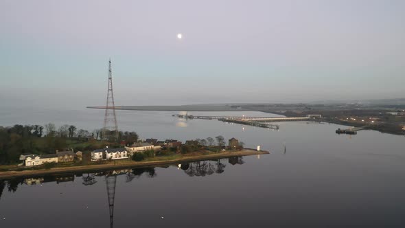 Flying Towards Culmore Point Near Derry Northern Ireland