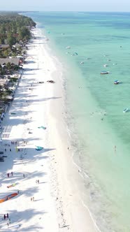 Vertical Video of the Beach on Zanzibar Island Tanzania