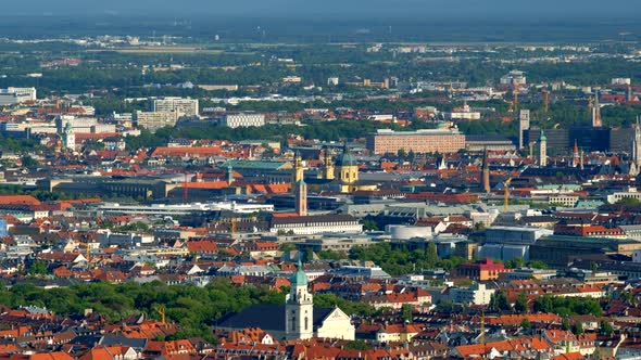 Aerial View of Munich in Bavaria, Germany