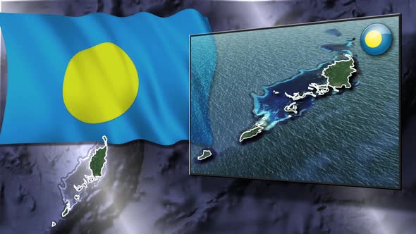 Palau Flag And Map Animation