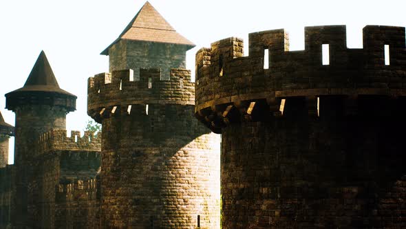 Old Castle Walls at the Sunset