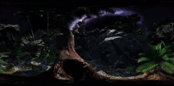 Vr 360 Camera Hyperlapse Star Trails Over Sandstone Canyon Walls and Trees alt