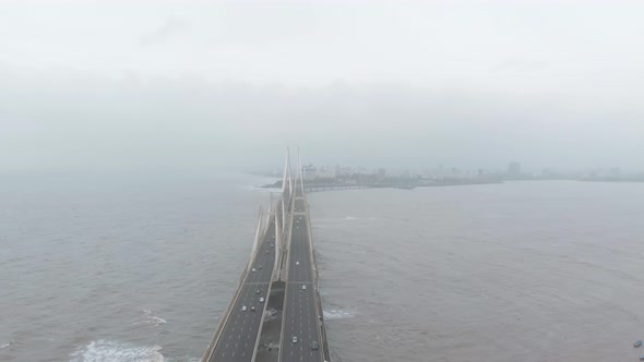 Drone shot of The Mumbai Sealink bridge