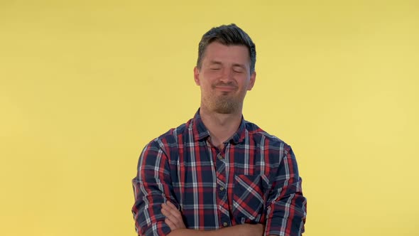 Close-up of Handsome Man Promising To Keep Silence