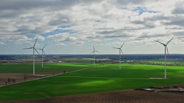 Flying above wind turbines as alternative energy, Poland