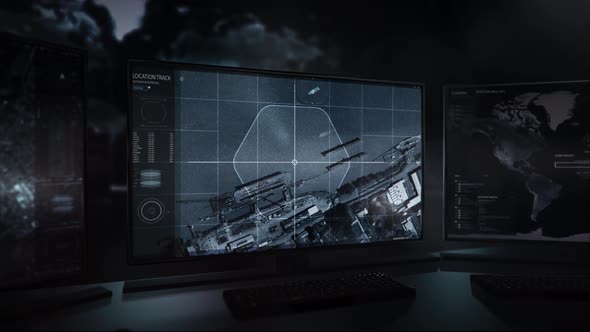 Spy Agency Use Sci-Fi Satellite Scan UI To Locate Target Boat On Coastline alt