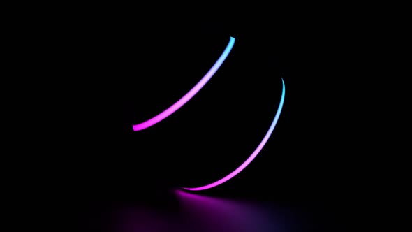 3d Rendering Glowing Neon Light Sphere Laser Show Blank Space Disco Ball Abstract Background