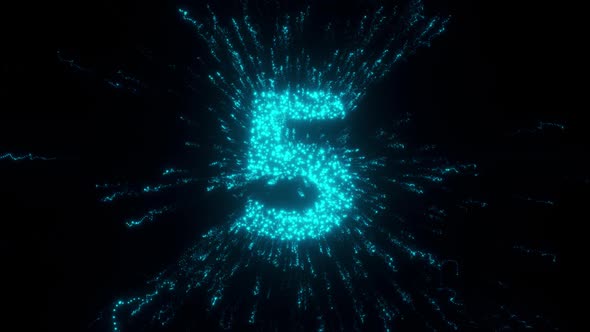 5 Number With Futuristic Particles Hd