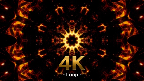 Kaleidoscope Fire Particles Background Loop 4K 01