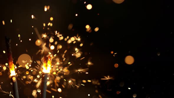 Super Slow Motion Romantic Sparkler Background at 1000Fps