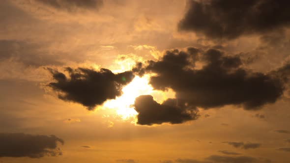 Orange Sunset in Yellow Sky Time Lapse