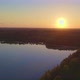 Beautiful Aerial Video Shot with Drone Landscape with Sunset Over the Big Lake and the Farmland and - VideoHive Item for Sale