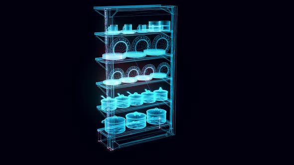 Market Shelf Plates And Pots Hologram Rotating Hd