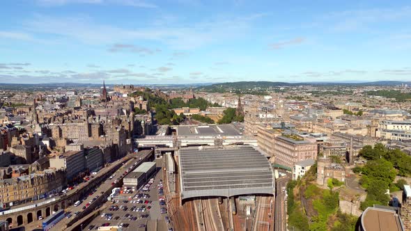 Aerial Drone Footage Edinburgh Waverley Scotland Uk