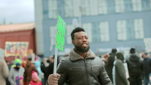 Black Afro American People Blank Banner. Black Lives Matter. Evil Wave Hand