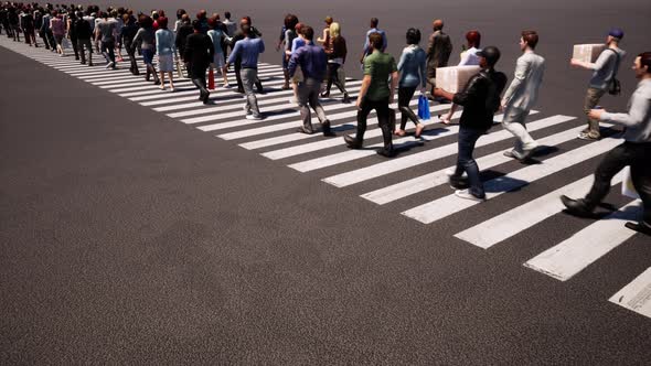 People Crosswalk Busy Street Zebra Crossing. Business People.