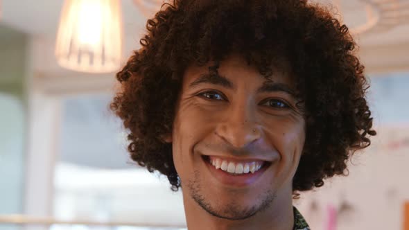 Young man working in a creative office