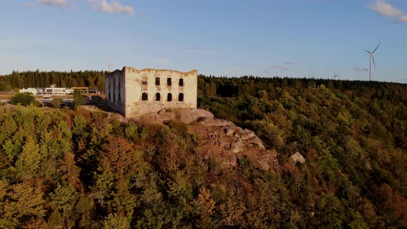 Drone footage over Brahehus castle at sunset in Sweden!